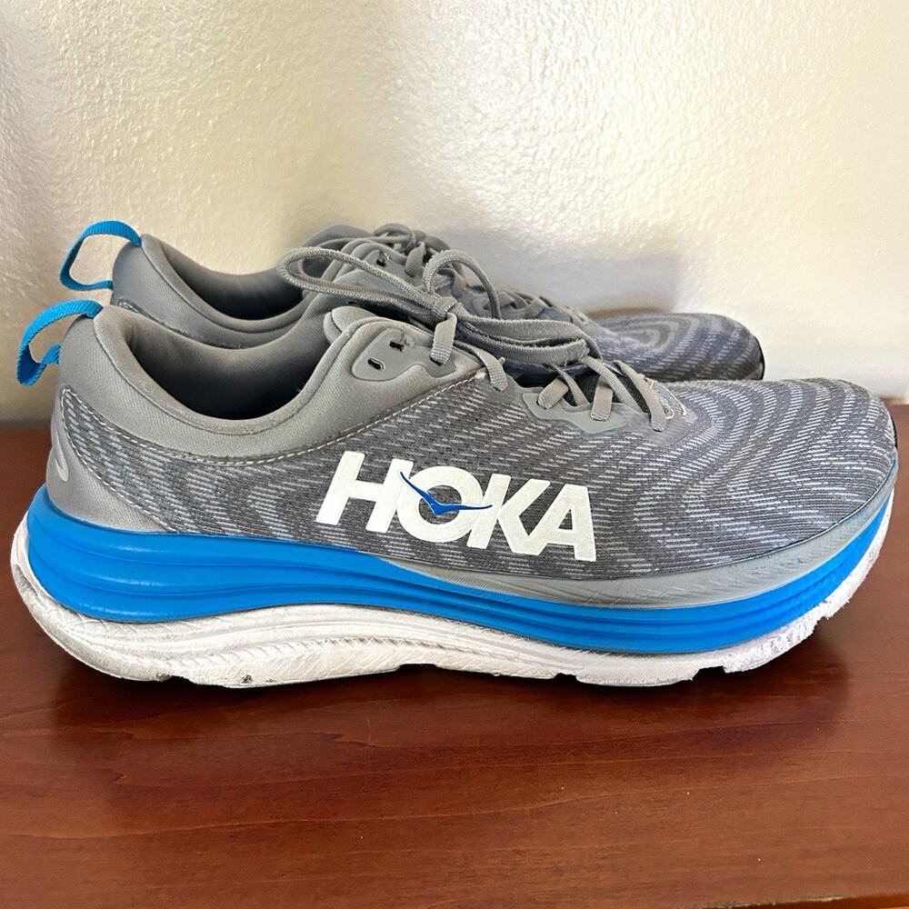 Hoka One One Gaviota 5 Men’s Running Sneakers Cushioned Gray/Blue/White 13 D